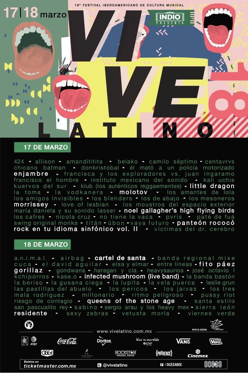 Cartel Vive Latino 2018 Monterrey Rock