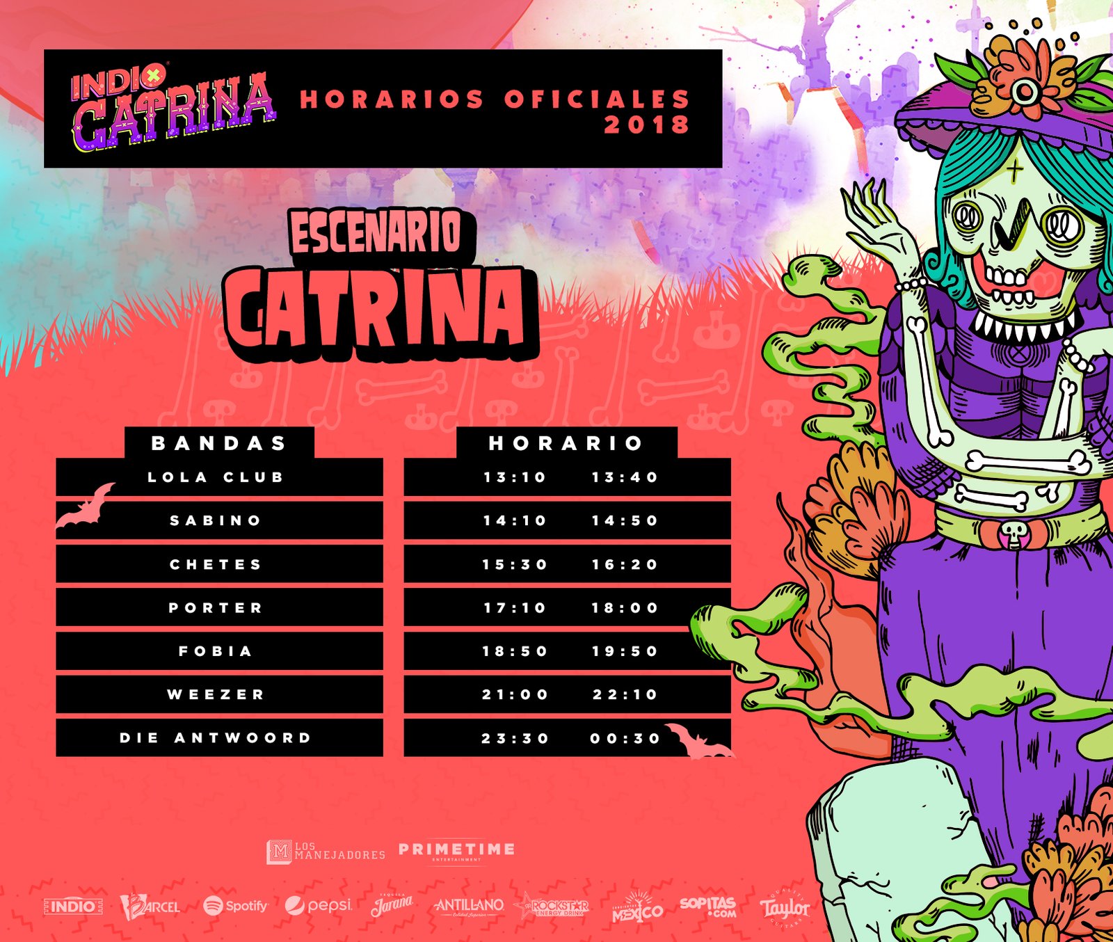 Horarios Festival Catrina Escenario Catrina 2018