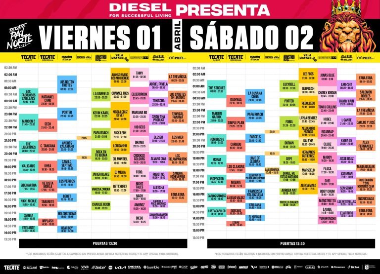 ¡Listos los horarios del festival Tecate Pal Norte 2022!