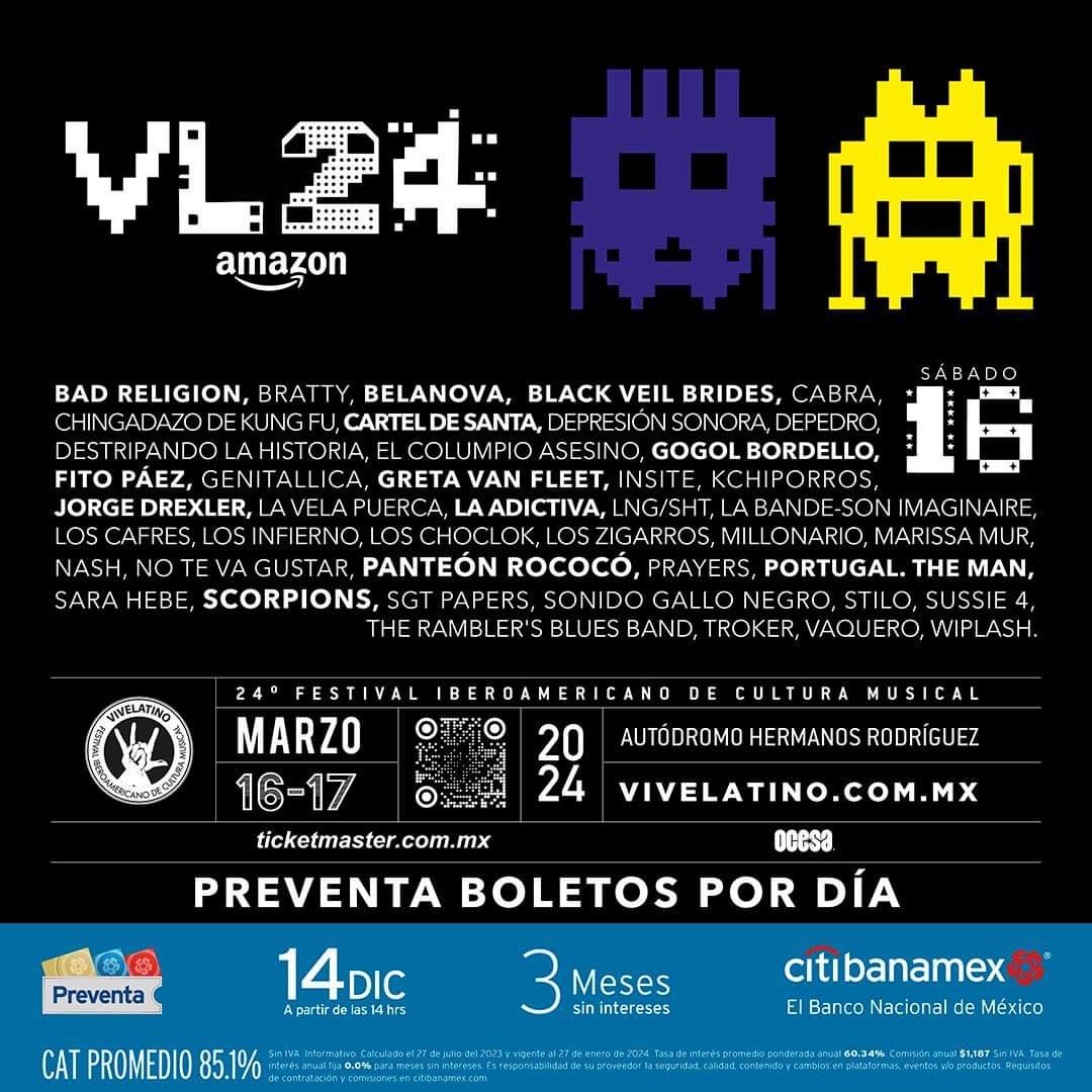Vive Latino 2024 cartel por día