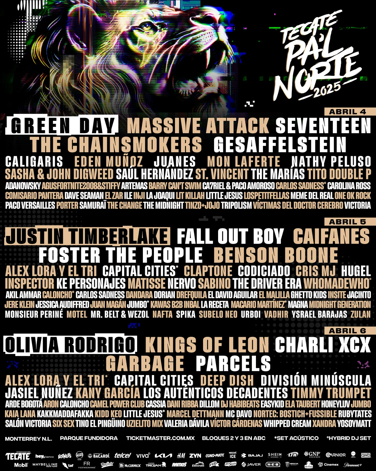 Cartel del festival Tecate Pal Norte 2025