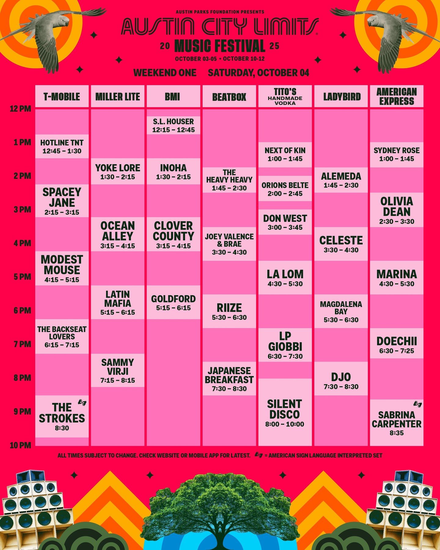 Horarios Sábado ACL