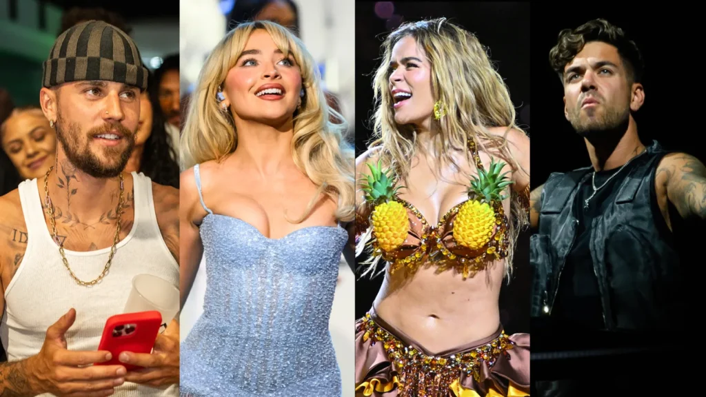Headliners Coachella 2026. Sabrina Carpenter, Karol G, Justin Bieber
