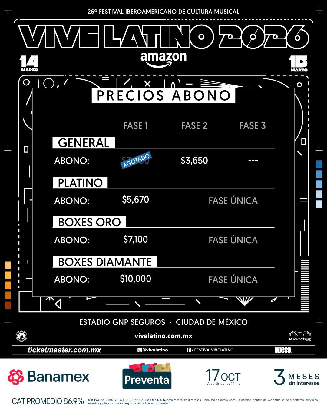 Boletos Fase 2 vive latino