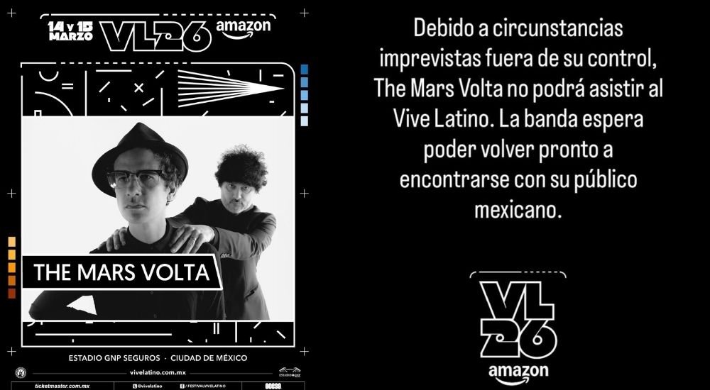 The Mars Volta cancela Vive Latino 2026