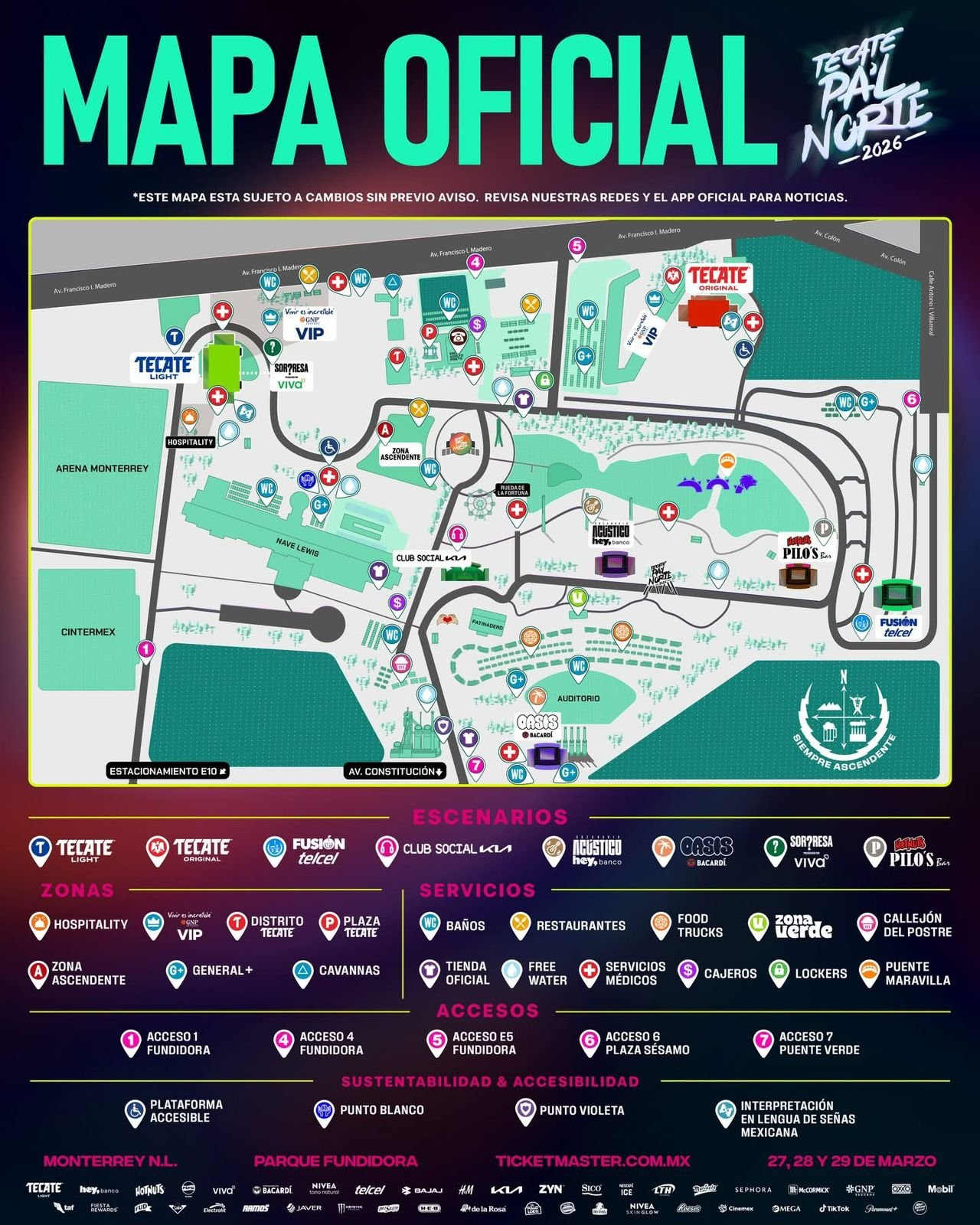 Mapa oficial del festival Vive Latino 2026