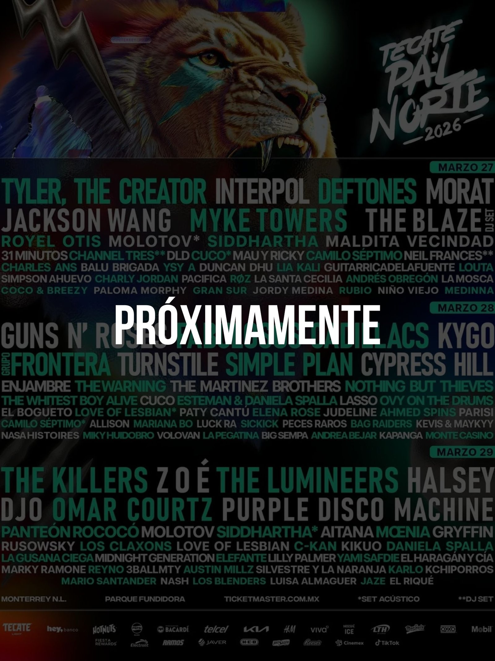 Horarios Viernes 27 Tecate Pal Norte 2026