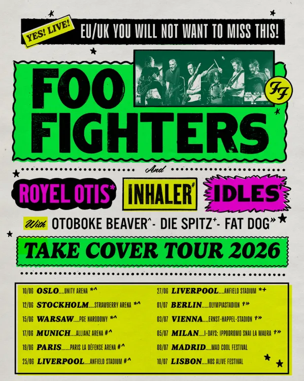 Poster Foo Fighters y Royel Otis tour 2026