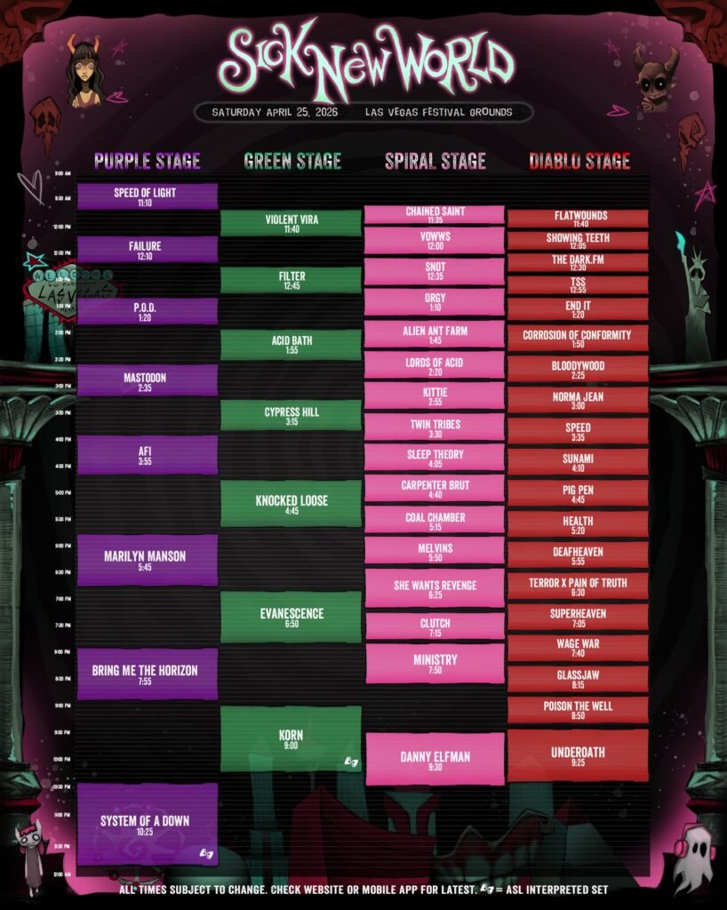 Sick New World Las Vegas Horarios