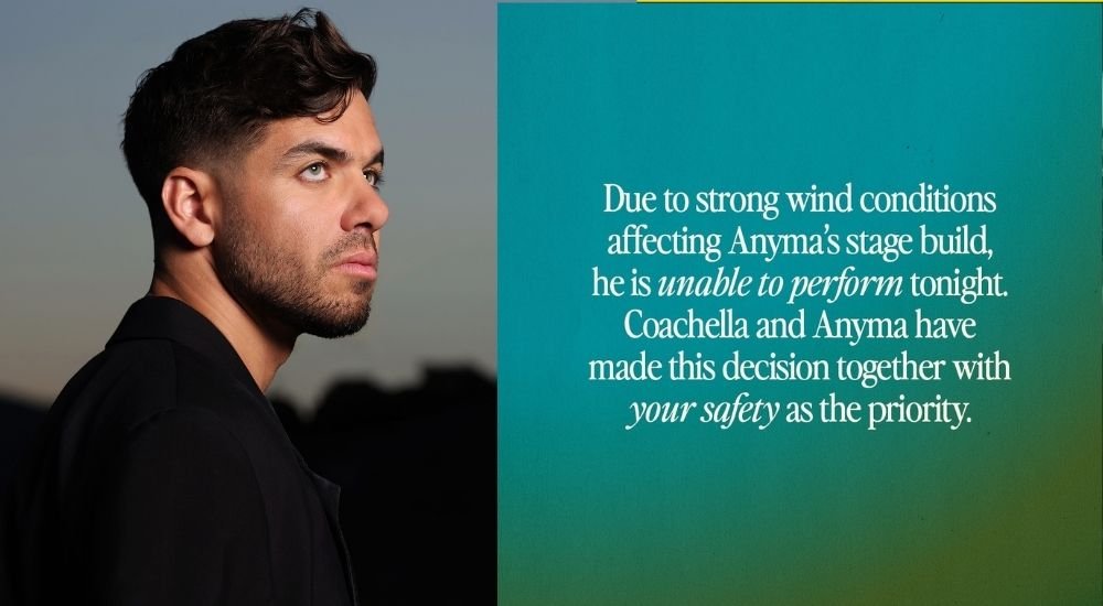 Anuncio de cancelación de ANYMA en COACHELLA 2026
