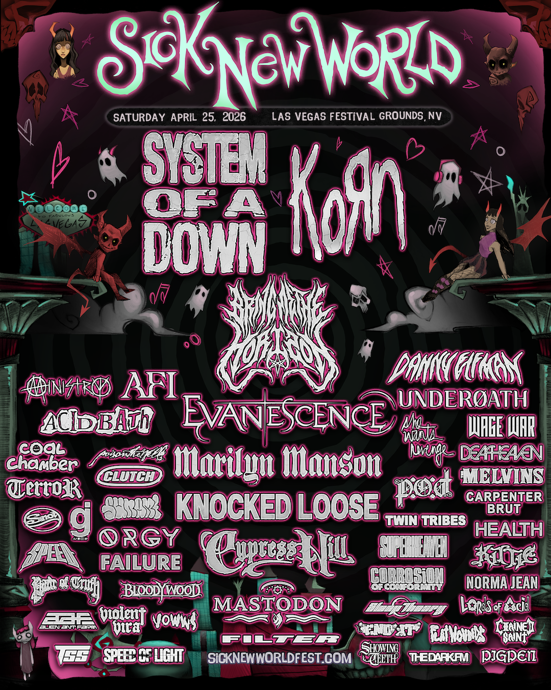 Cartel Oficial Sick New World Las vegas 2026 — Lineup completo