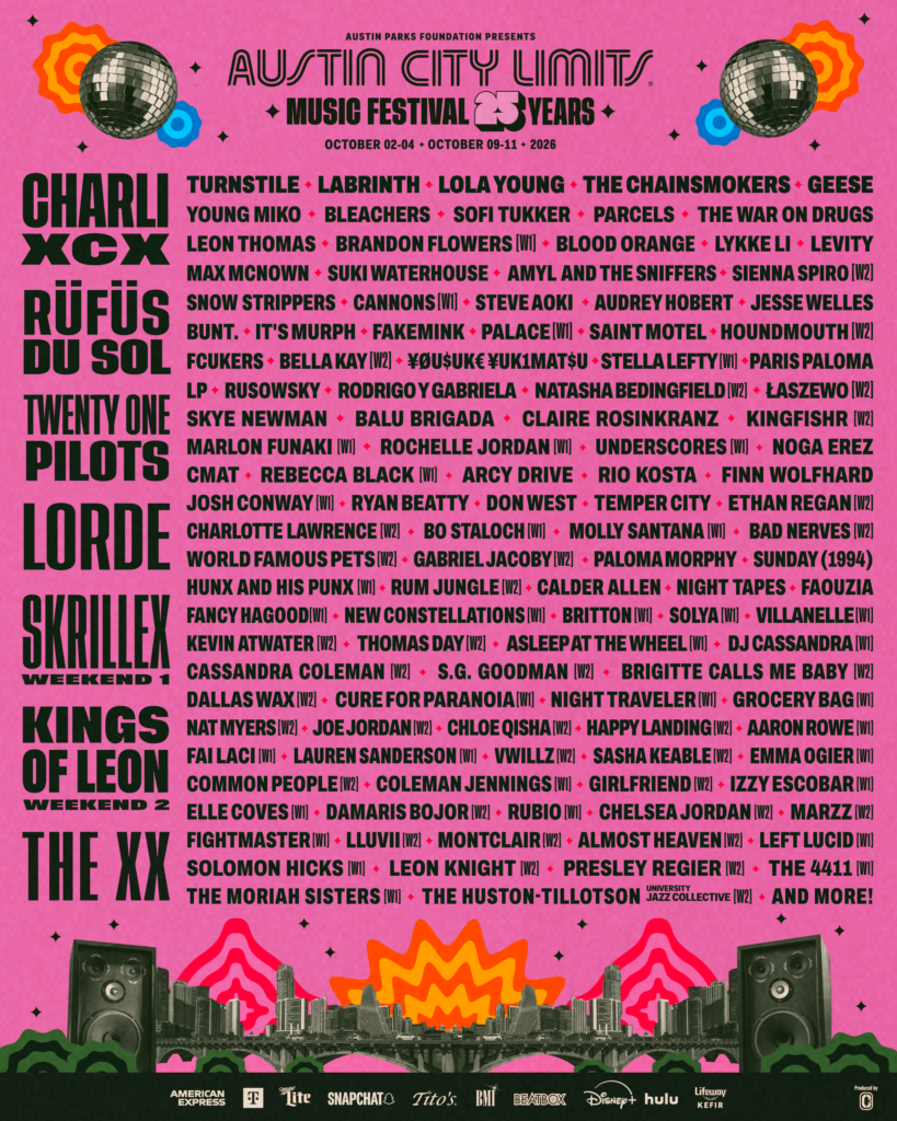 Póster celebración 25 años del ACL Festival en 2026